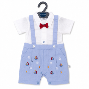 S/S Romper with Bow for Baby Boy - Cotton Outfit (0–9M)