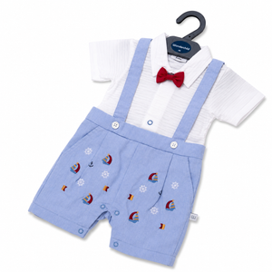 S/S Romper with Bow for Baby Boy - Cotton Outfit (0–9M)