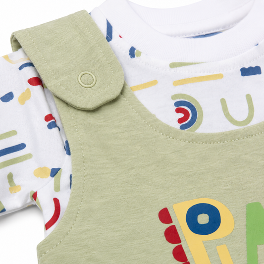 S/S Top with Romper Play All Day for Baby Boy - Cotton Outfit (0–9M)