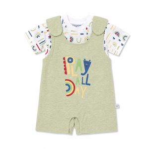 S/S Top with Romper Play All Day for Baby Boy - Cotton Outfit (0–9M)