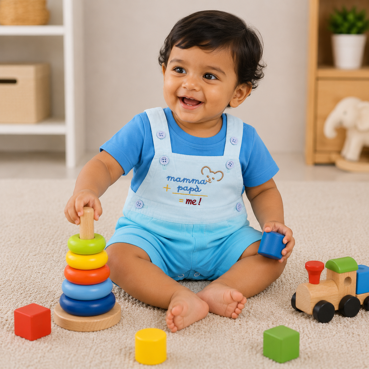 S/S T-Shirt with Dungeree Dress for Baby Boy - Cotton Outfit (0–24M)