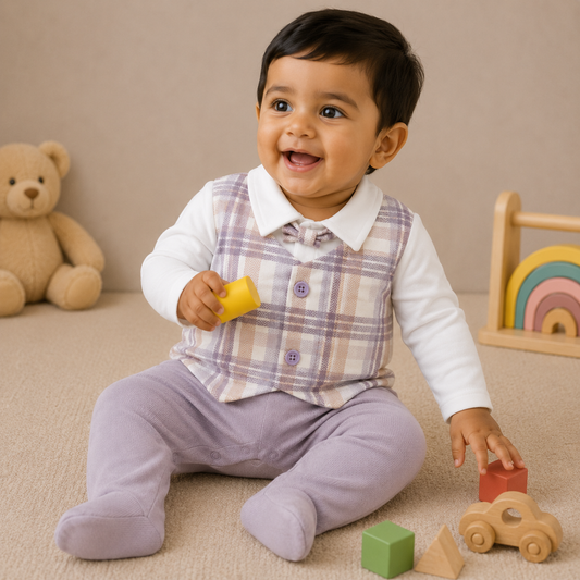 Baby Boy F/S Fancy Romper - Cotton Outfit (0–9M)