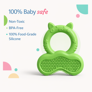 Baby Den Cat Shape Teether - BPA Free Silicone, Multi-colour