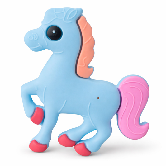 Baby Den Horse Teether - BPA Free Silicone, Multi-colour
