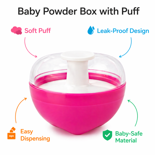 Baby Den Apple Shape Powder Box with Soft Puff - Baby Girls & Boys