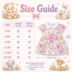S/S Fancy Baby Dress with Bow - Baby Girl Cotton Outfit (0–24M)