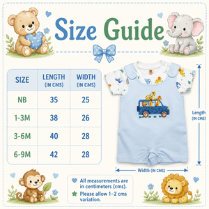 Romper with Embroidered Animal Design for Baby Boy - Cotton Outfit (0–9M)
