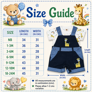Baby Outfit with Embroidered Giraffe for Baby Boy - Cotton Outfit (0–24M)