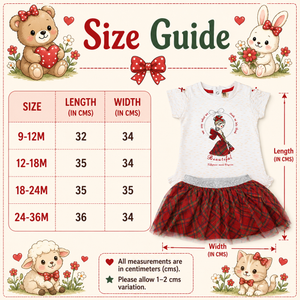 Girl's Red Plaid Tulle Outfit with Midi - Baby Girl Cotton Outfit (9–36M)