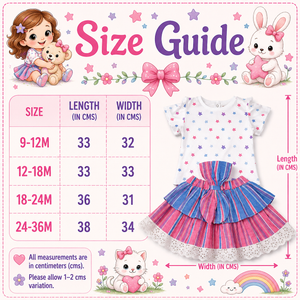 Girl's Starry T-shirt and Bowed Skirt - Baby Girl Cotton Outfit (9–36M)