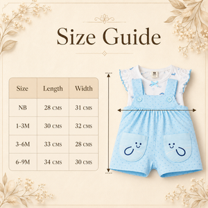 Dotted Blue Suspender Gown - Baby Girl Cotton Outfit (0–9M)
