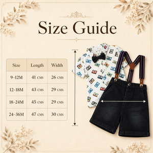 Blue Suspender Short & Tape Deck Shirt for Baby Boy - Cotton Outfit (9–36M)