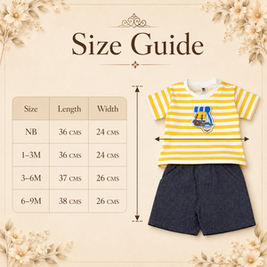 Yellow White Striped T-Shirt & Shorts for Baby Boy - Cotton Outfit (0–6M)