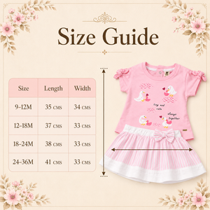 Pink Duck Print Top & Skirt - Baby Girl Cotton Outfit (9–36M)