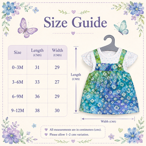 Green & Blue Floral Frock Set - Baby Girl Cotton Outfit (0–12M)