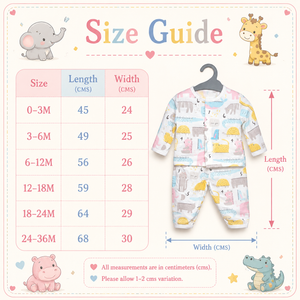 Animal Printed White Night Dress for Baby Boy - Cotton Outfit (0–36M)