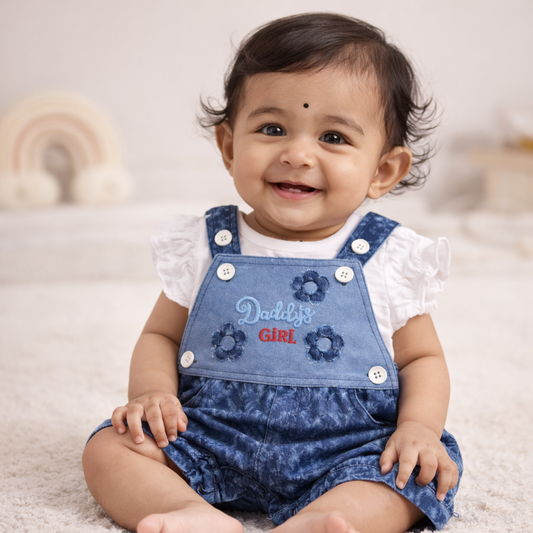 S/S Top with Dungeree - Baby Girl Cotton Outfit (0–24M)