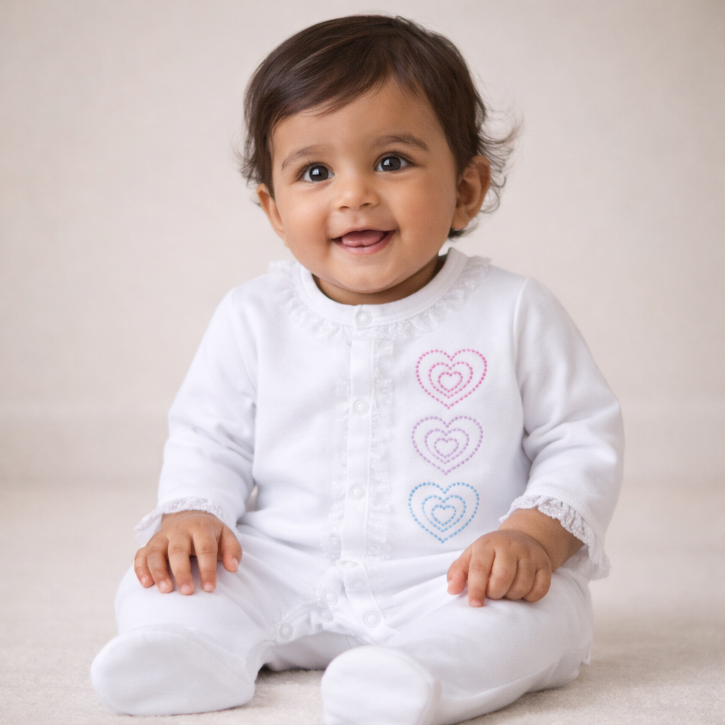 F/S Fancy Romper - Baby Girl Cotton Outfit (0–9M)