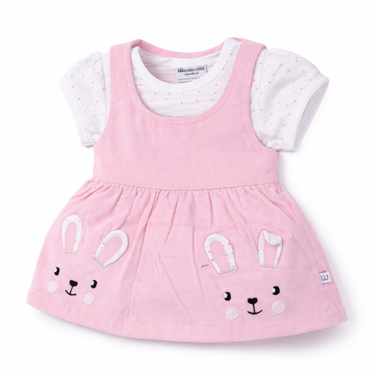 S/S Top with Fancy Baby Dress - Baby Girl Cotton Outfit (0–12M)