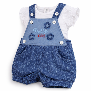 S/S Top with Dungeree - Baby Girl Cotton Outfit (0–24M)