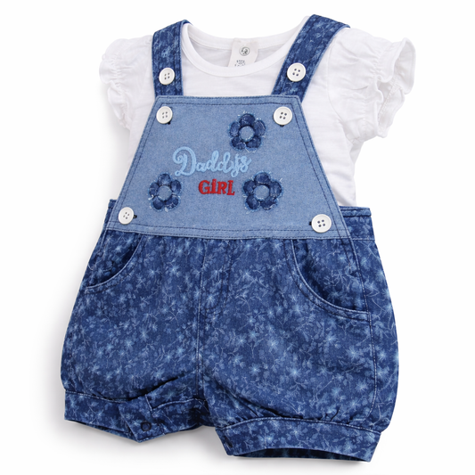 S/S Top with Dungeree - Baby Girl Cotton Outfit (0–24M)