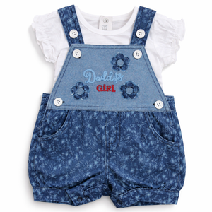 S/S Top with Dungeree - Baby Girl Cotton Outfit (0–24M)