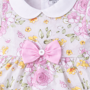 S/S Fancy Baby Dress with Bow - Baby Girl Cotton Outfit (0–24M)