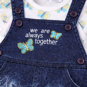 S/S Top with Dungeree Dress - Baby Girl Cotton Outfit (0–24M)