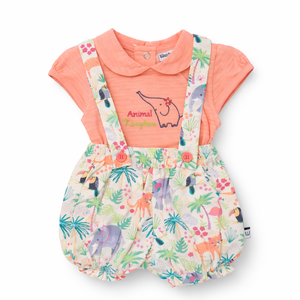 S/S Top with Gallice Bloomper - Baby Girl Cotton Outfit (0–12M)
