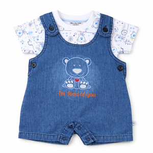S/S Top with Romper - Baby Girl Cotton Outfit (0–9M)