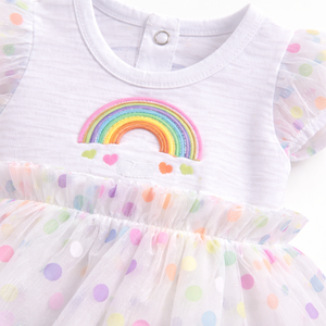 S/S Fancy Baby Dress with Colour Dots - Baby Girl Cotton Outfit (0–24M)
