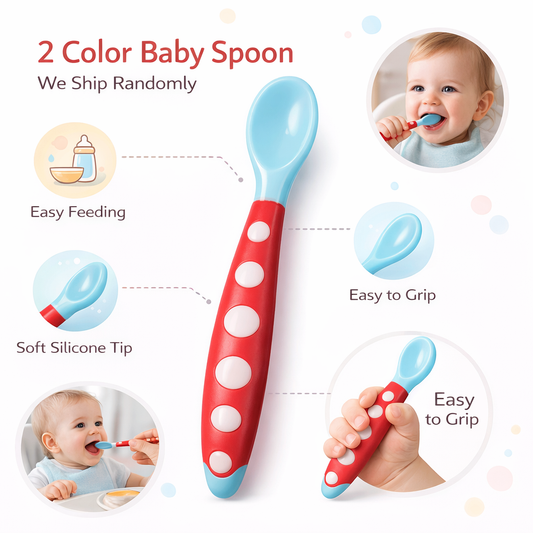 Baby Den Feeding Spoon Set | Soft Silicone, Multi-Colour Spoons for Babies
