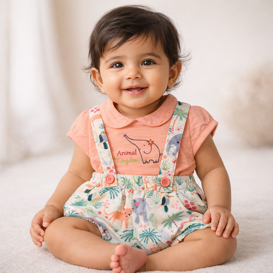 S/S Top with Gallice Bloomper - Baby Girl Cotton Outfit (0–12M)