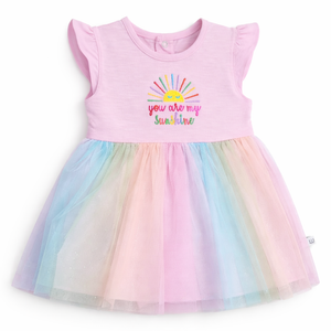 S/S Fancy Baby Dress Rainbow - Baby Girl Cotton Outfit (0–24M)