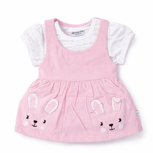S/S Top with Fancy Baby Dress - Baby Girl Cotton Outfit (0–12M)