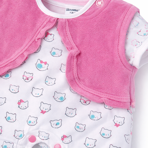F/S Velour Romper - Baby Girl Cotton Outfit (0–9M)