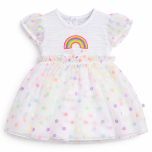 S/S Fancy Baby Dress with Colour Dots - Baby Girl Cotton Outfit (0–24M)