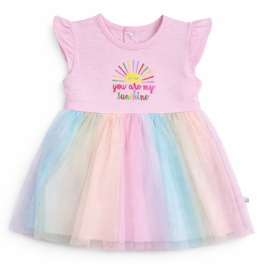 S/S Fancy Baby Dress Rainbow - Baby Girl Cotton Outfit (0–24M)