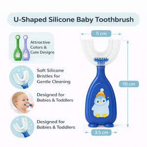 Baby Den Total Teeth Brush Set | Multi-Colour, Soft Silicone Baby Oral Care Toothbrush Kit